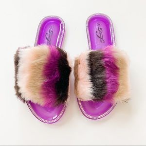 SuperJack Purple Faux Fur Jelly Sandal 309
